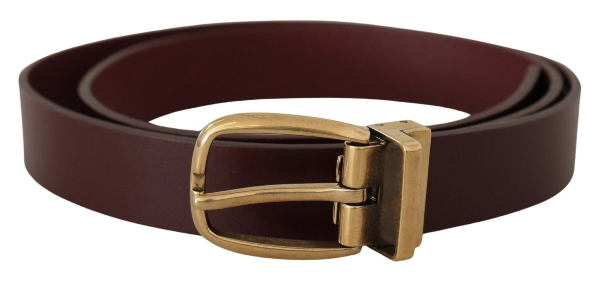 Dolce & Gabbana Elegant Brown Leather Belt with Gold Buckle - 90 cm / 36 Inches