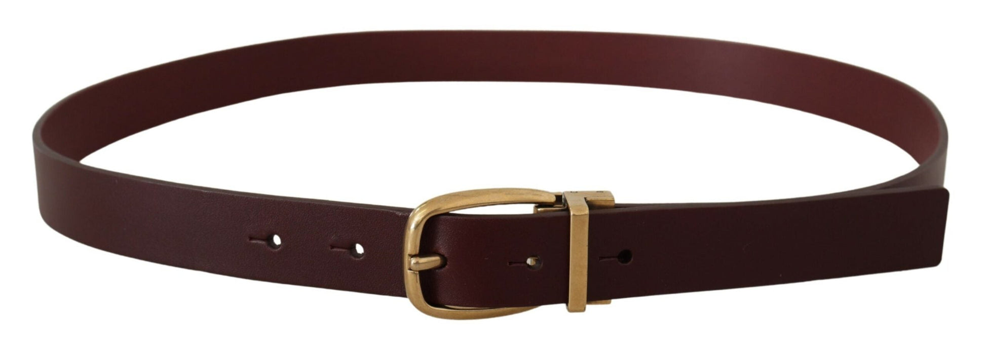 Dolce & Gabbana Elegant Brown Leather Belt with Gold Buckle - 90 cm / 36 Inches