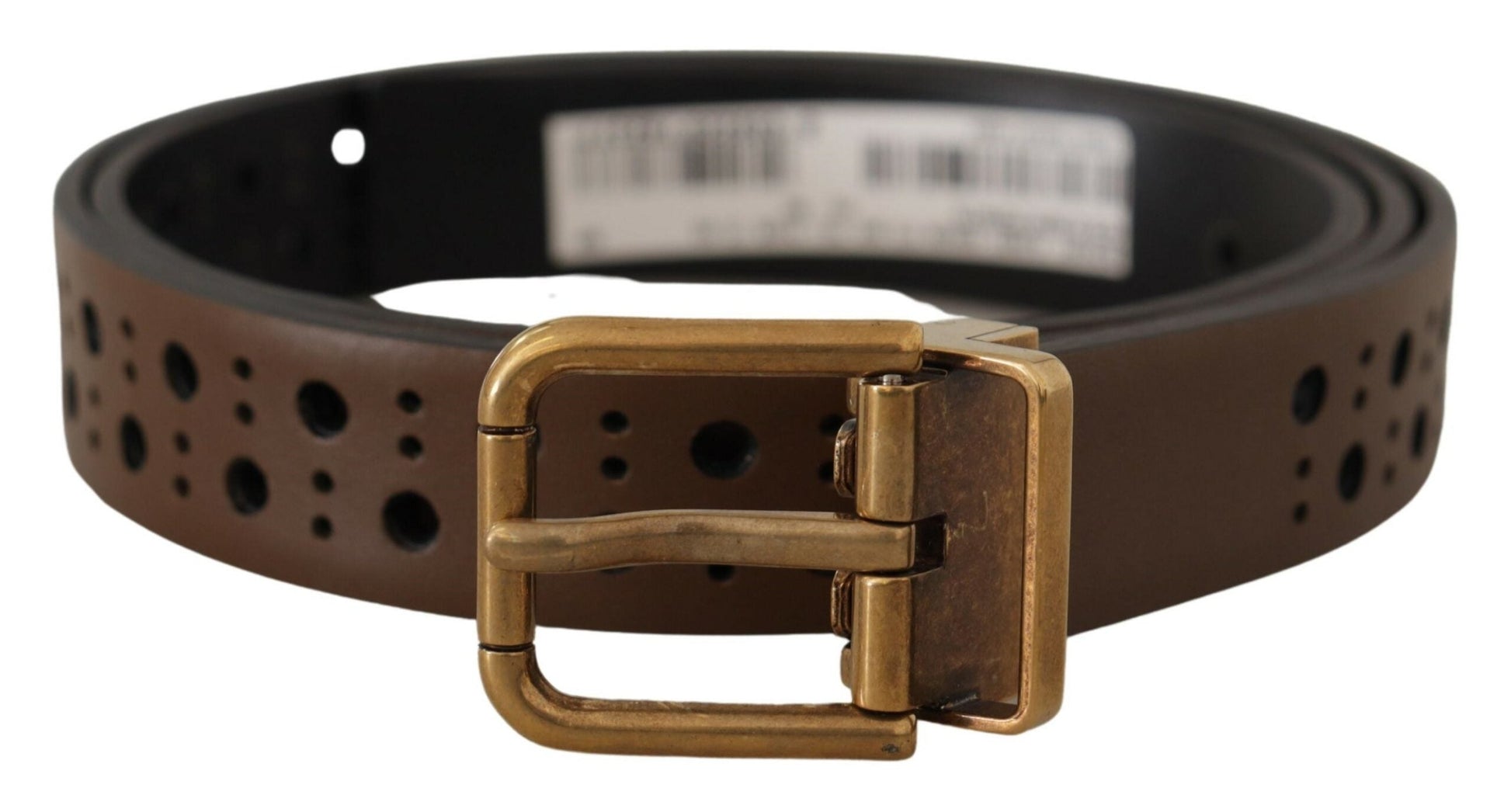 Dolce & Gabbana Elegant Brown Leather Belt with Golden Buckle - 90 cm / 36 Inches