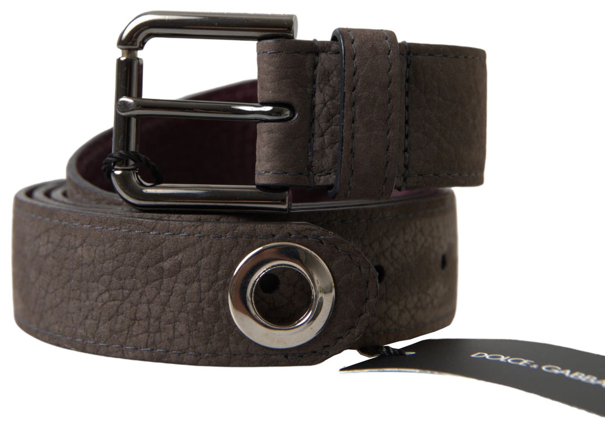 Dolce & Gabbana Elegant Brown Leather Belt with Metal Buckle - 90 cm / 36 Inches