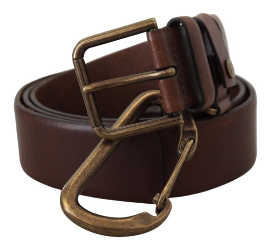 Dolce & Gabbana Elegant Brown Leather Belt with Metal Buckle - 90 cm / 36 Inches