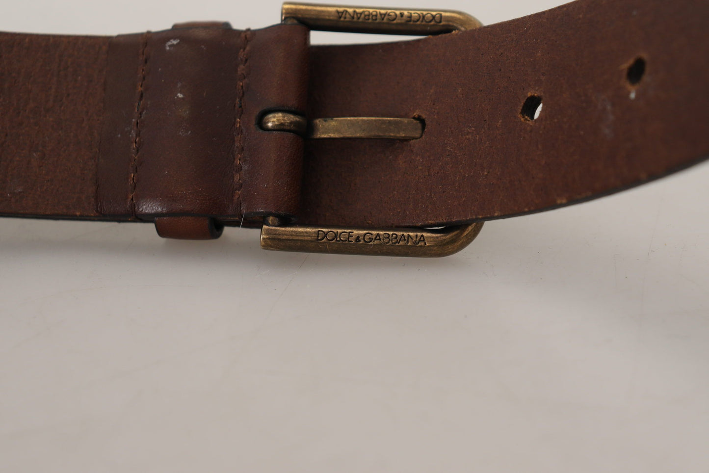 Dolce & Gabbana Elegant Brown Leather Belt with Metal Buckle - 90 cm / 36 Inches