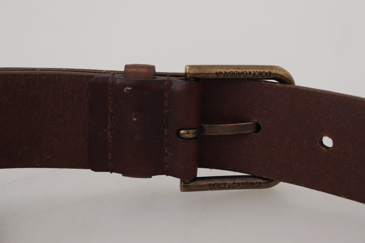 Dolce & Gabbana Elegant Brown Leather Belt with Metal Buckle - 90 cm / 36 Inches