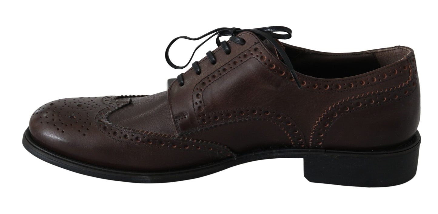 Dolce & Gabbana Elegant Brown Leather Derby Brogues - EU44.5/US11.5