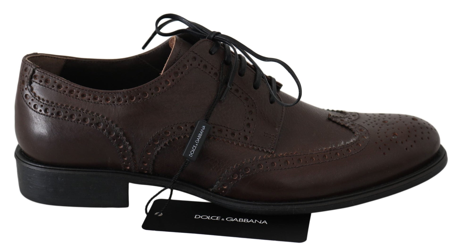 Dolce & Gabbana Elegant Brown Leather Derby Brogues - EU44.5/US11.5