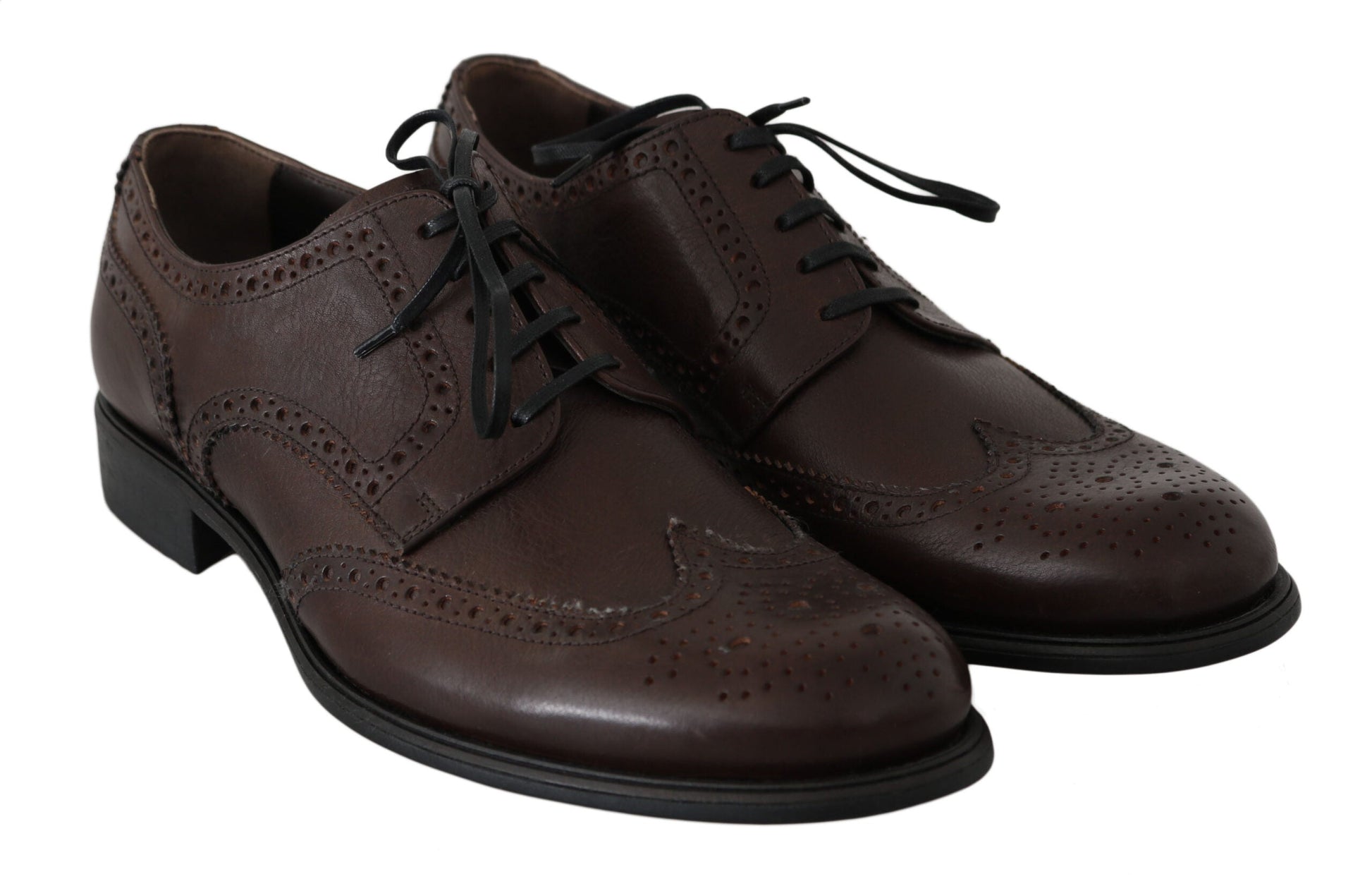 Dolce & Gabbana Elegant Brown Leather Derby Brogues - EU44.5/US11.5