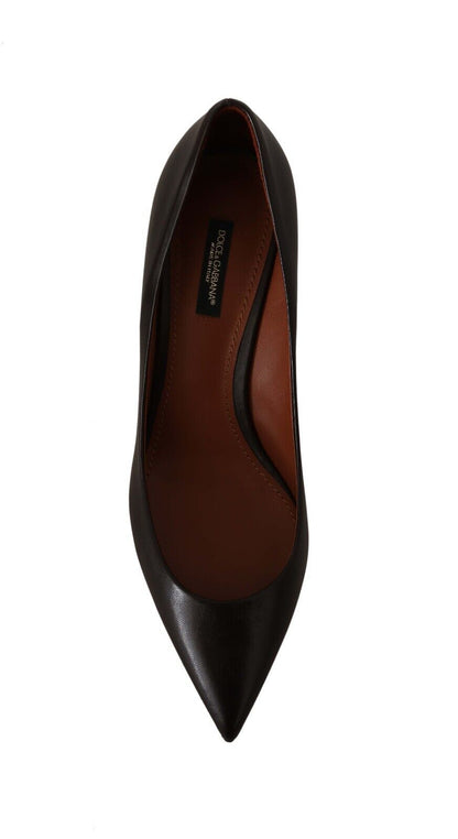 Dolce & Gabbana Elegant Brown Leather Heels Pumps - EU39/US8.5