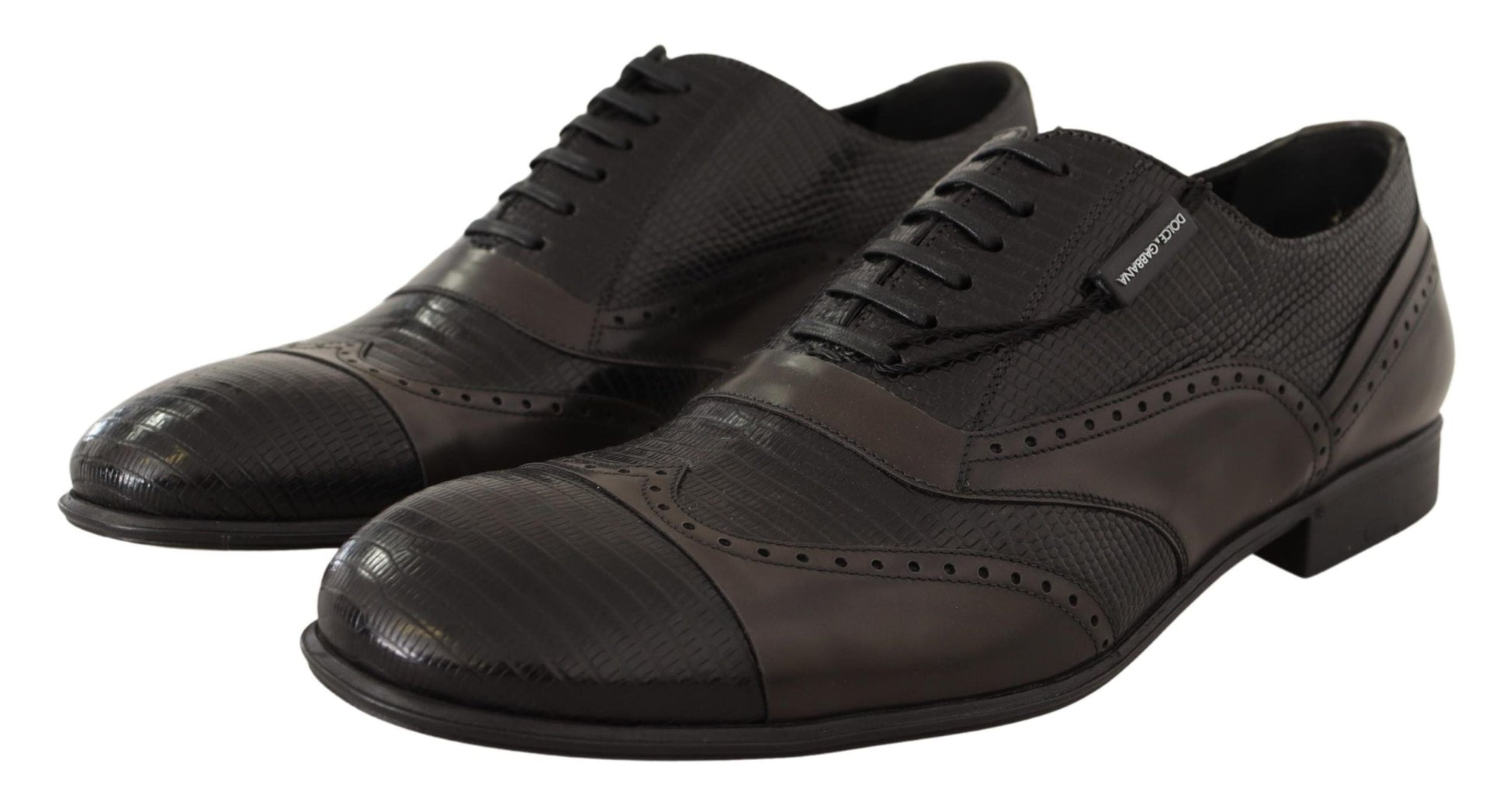 Dolce & Gabbana Elegant Brown Lizard Leather Oxford Shoes - EU44/US11