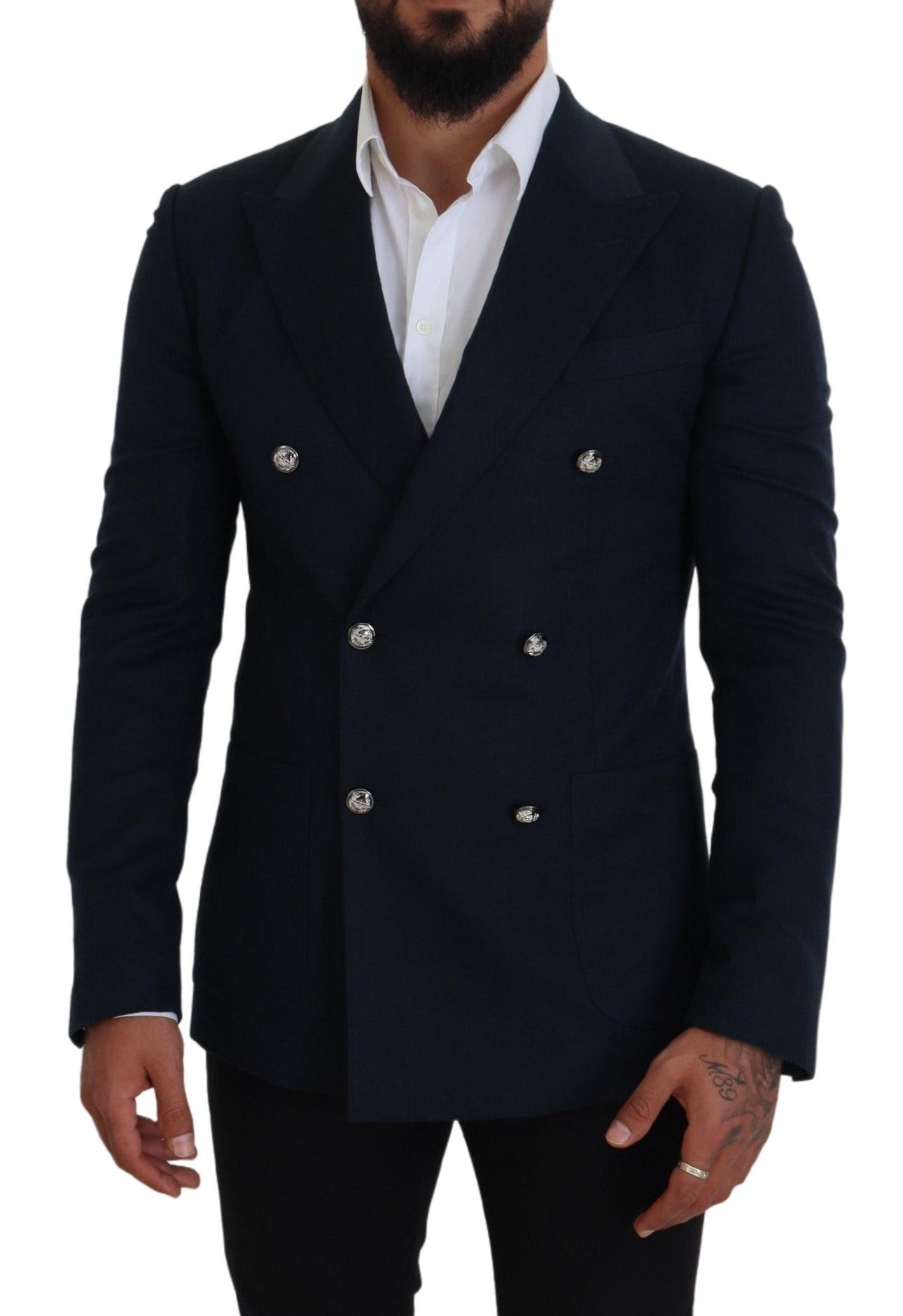 Dolce & Gabbana Elegant Cashmere-Silk Blend Blue Blazer - IT48 | M