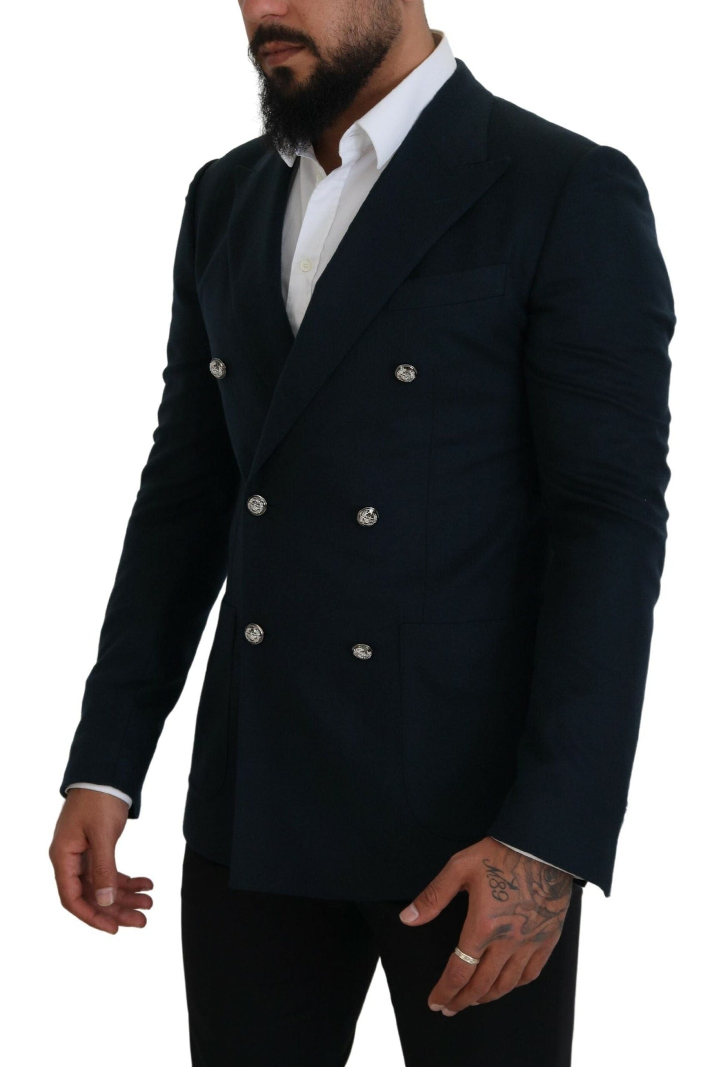 Dolce & Gabbana Elegant Cashmere-Silk Blend Blue Blazer - IT48 | M