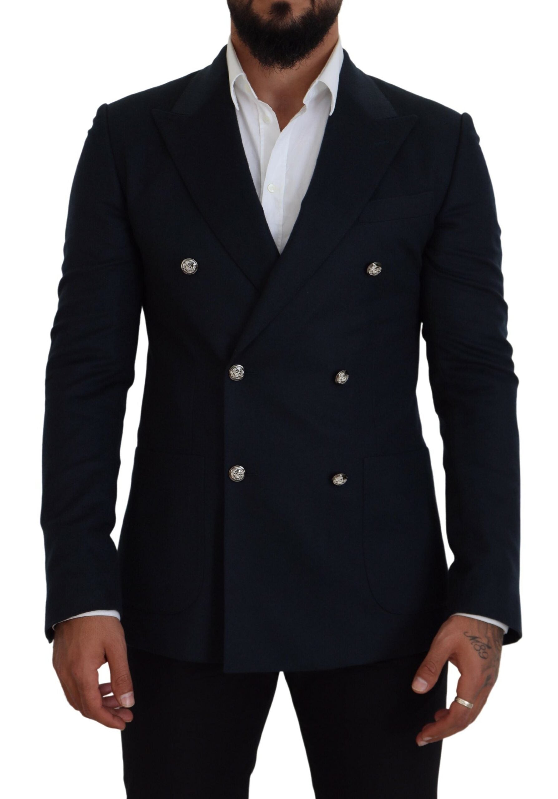 Dolce & Gabbana Elegant Cashmere-Silk Blend Blue Blazer - IT48 | M