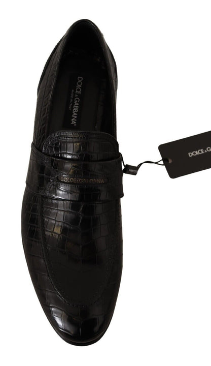 Dolce & Gabbana Elegant Crocodile Leather Moccasin Shoes - EU44/US11