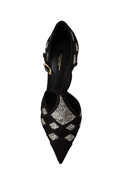 Dolce & Gabbana Elegant Crystal-Embellished Suede Pumps - EU39/US8.5