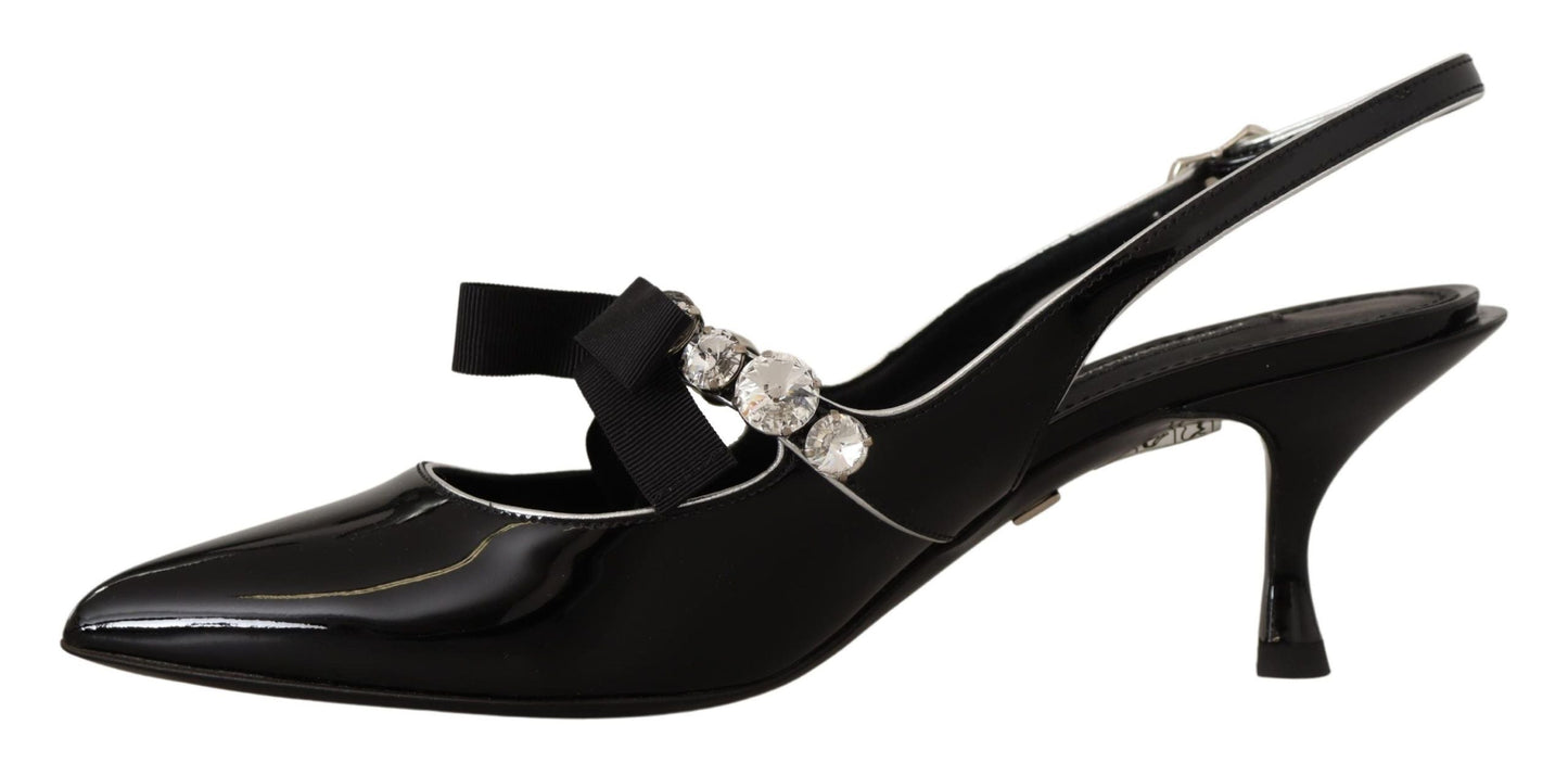 Dolce & Gabbana Elegant Crystal Slingback Heels Pump - EU37/US6.5