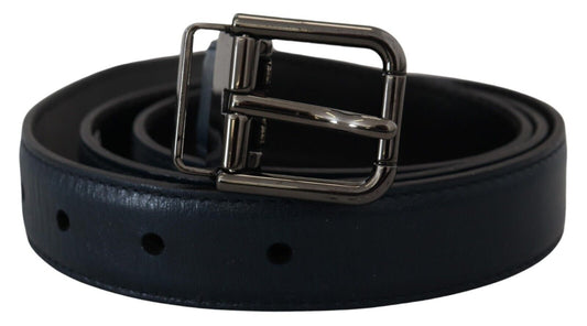 Dolce & Gabbana Elegant Dark Blue Leather Belt - 90 cm / 36 Inches