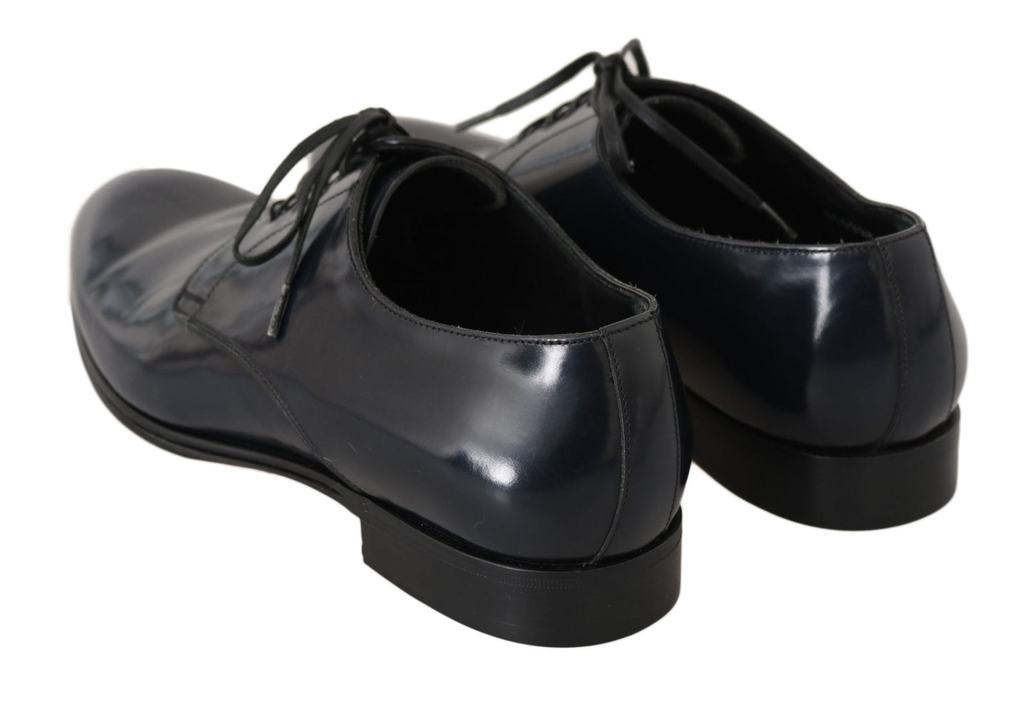 Dolce & Gabbana Elegant Dark Blue Leather Derby Dress Shoes - EU39/US6