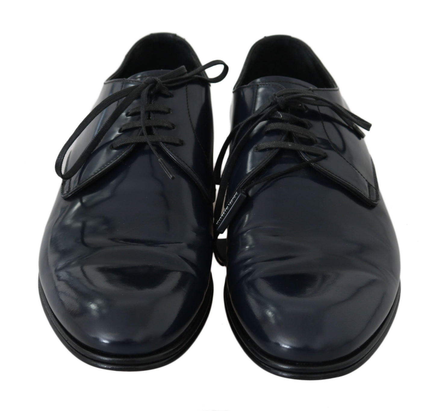 Dolce & Gabbana Elegant Dark Blue Leather Derby Dress Shoes - EU39/US6