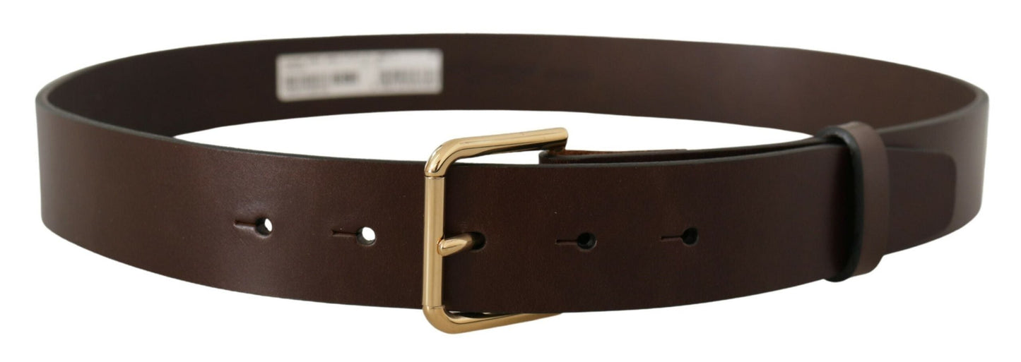 Dolce & Gabbana Elegant Dark Brown Leather Belt - 90 cm / 36 Inches