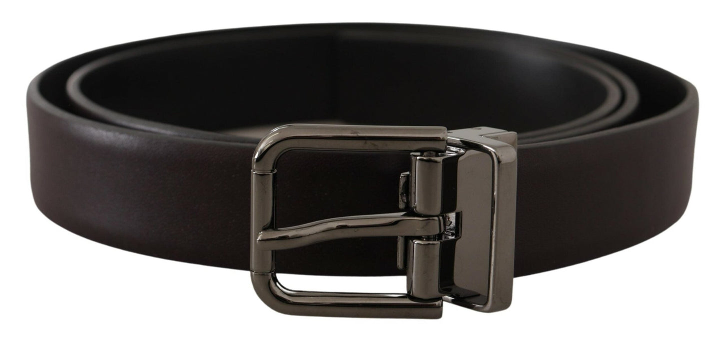 Dolce & Gabbana Elegant Dark Brown Leather Belt - 90 cm / 36 Inches