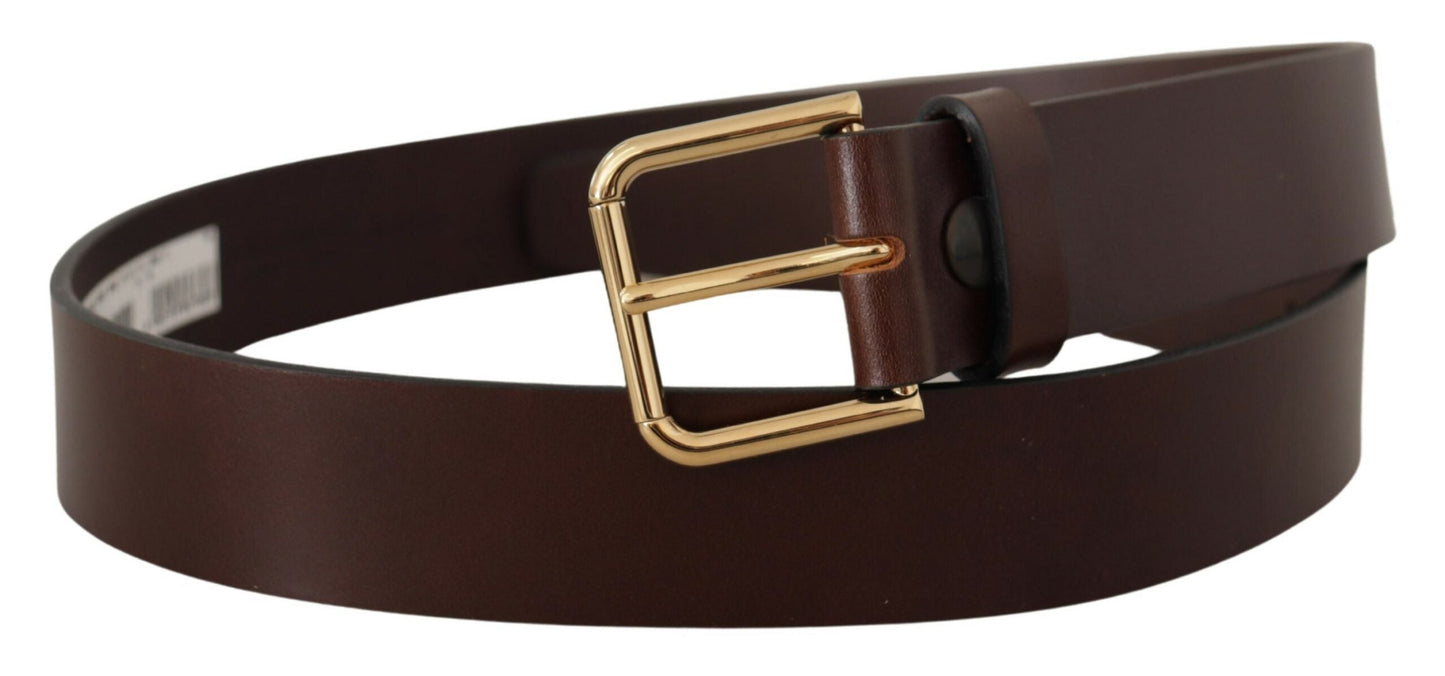 Dolce & Gabbana Elegant Dark Brown Leather Belt - 90 cm / 36 Inches