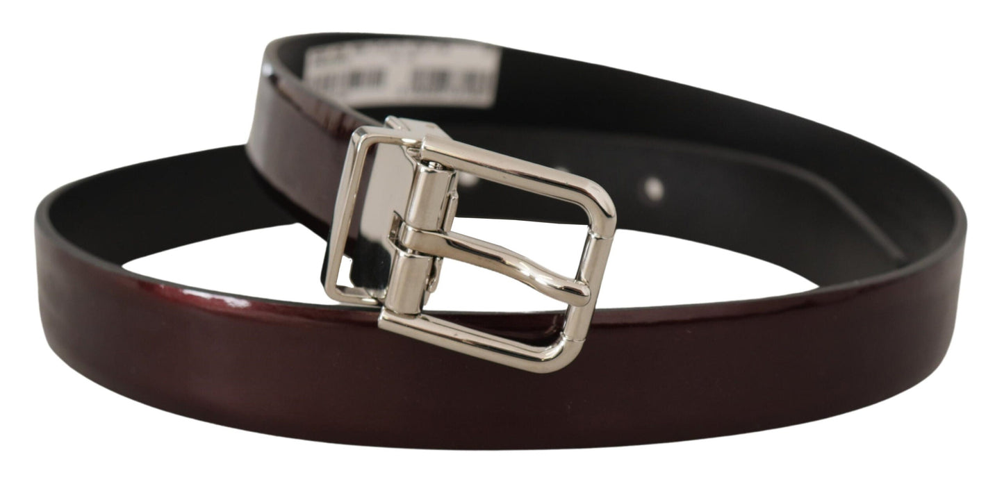 Dolce & Gabbana Elegant Dark Brown Patent Leather Belt - 90 cm / 36 Inches