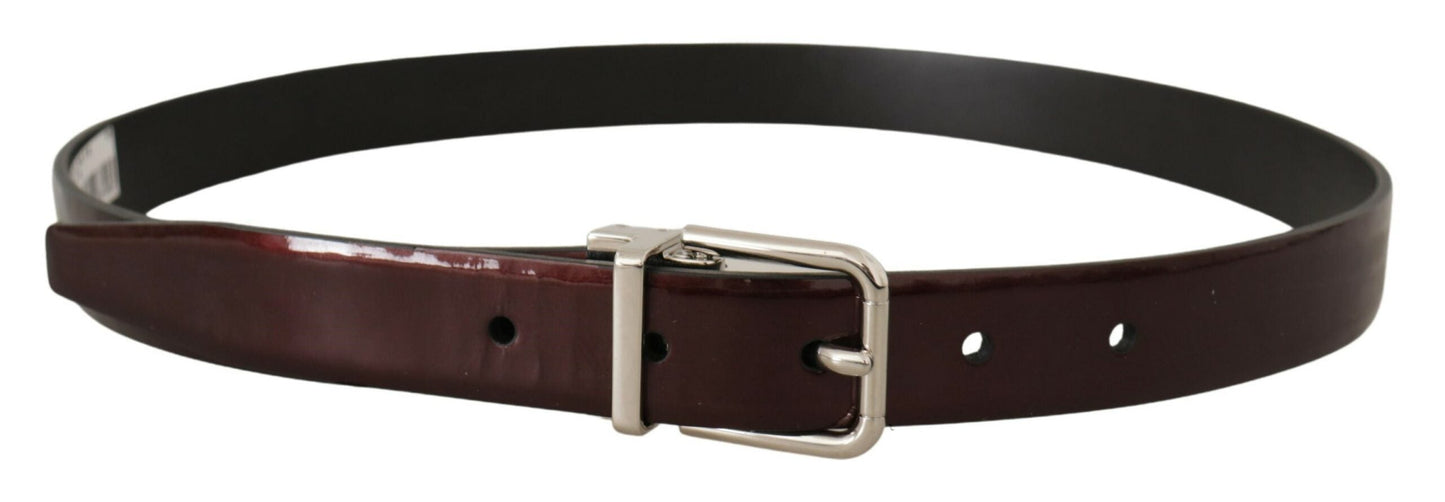 Dolce & Gabbana Elegant Dark Brown Patent Leather Belt - 90 cm / 36 Inches