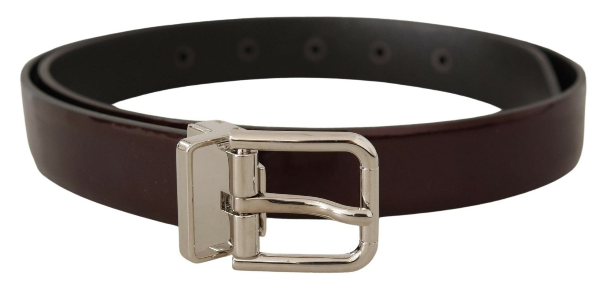 Dolce & Gabbana Elegant Dark Brown Patent Leather Belt - 90 cm / 36 Inches