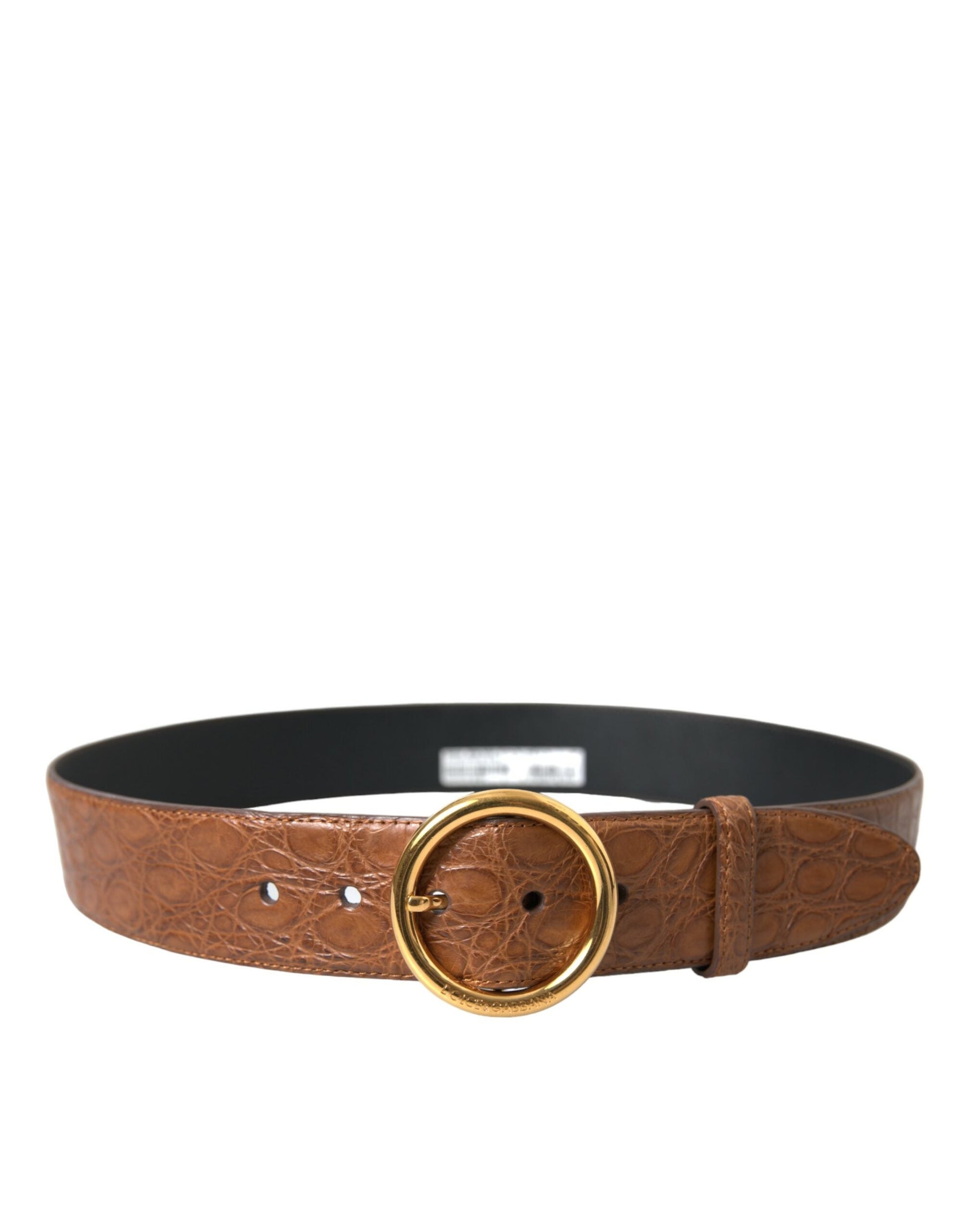 Dolce & Gabbana Elegant Exotic Leather Belt - Rich Brown - 95 cm / 38 Inches