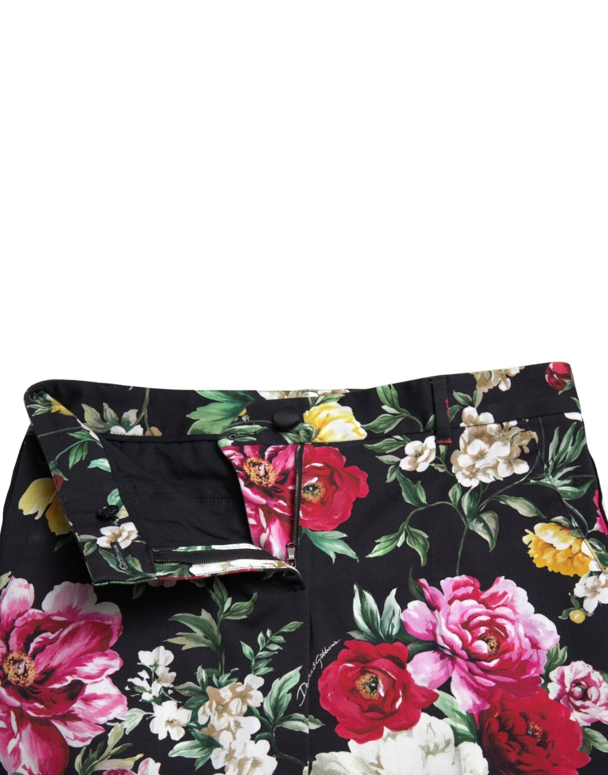 Dolce & Gabbana Elegant Floral Mid Waist Cropped Pants - IT40|S