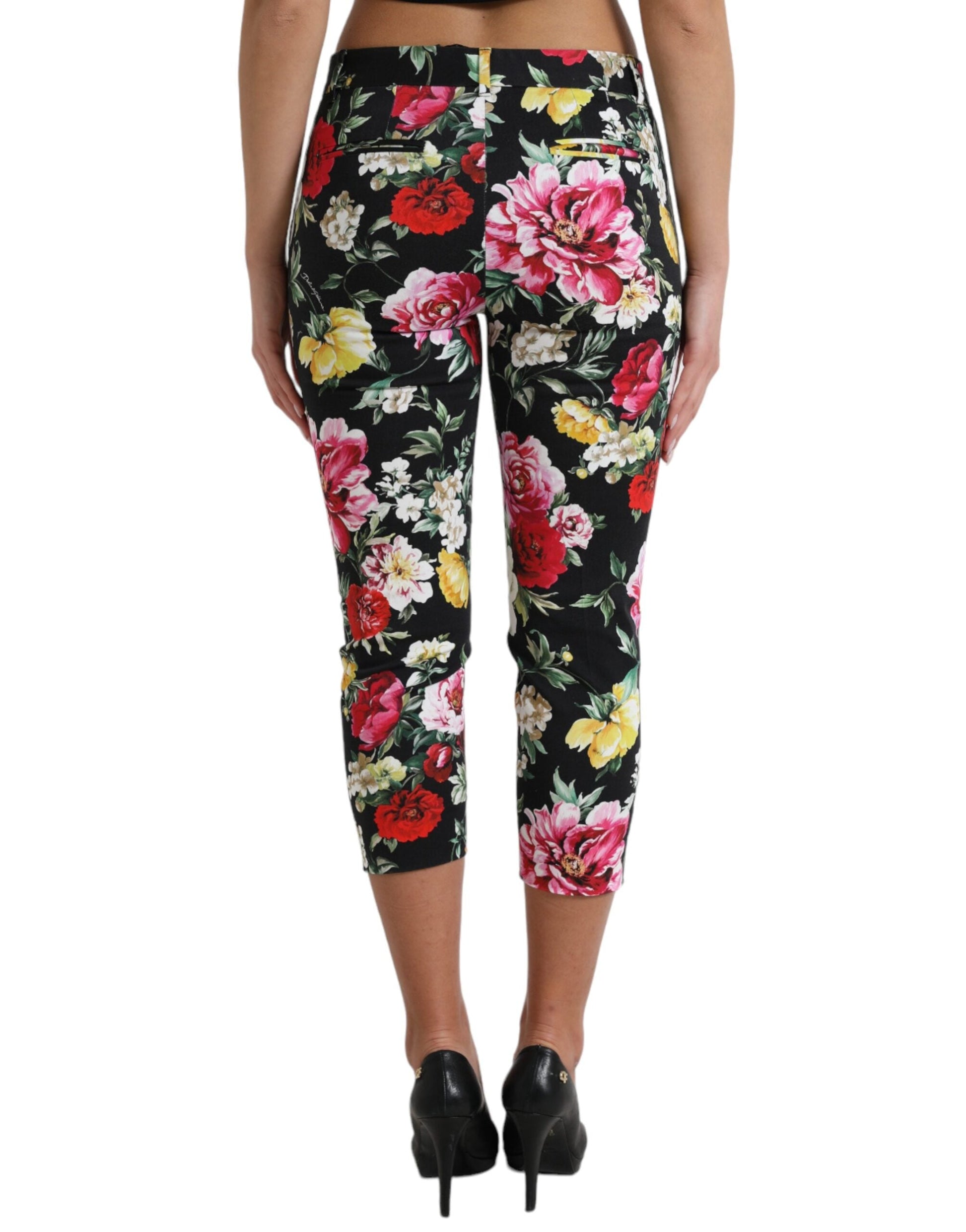 Dolce & Gabbana Elegant Floral Mid Waist Cropped Pants - IT40|S