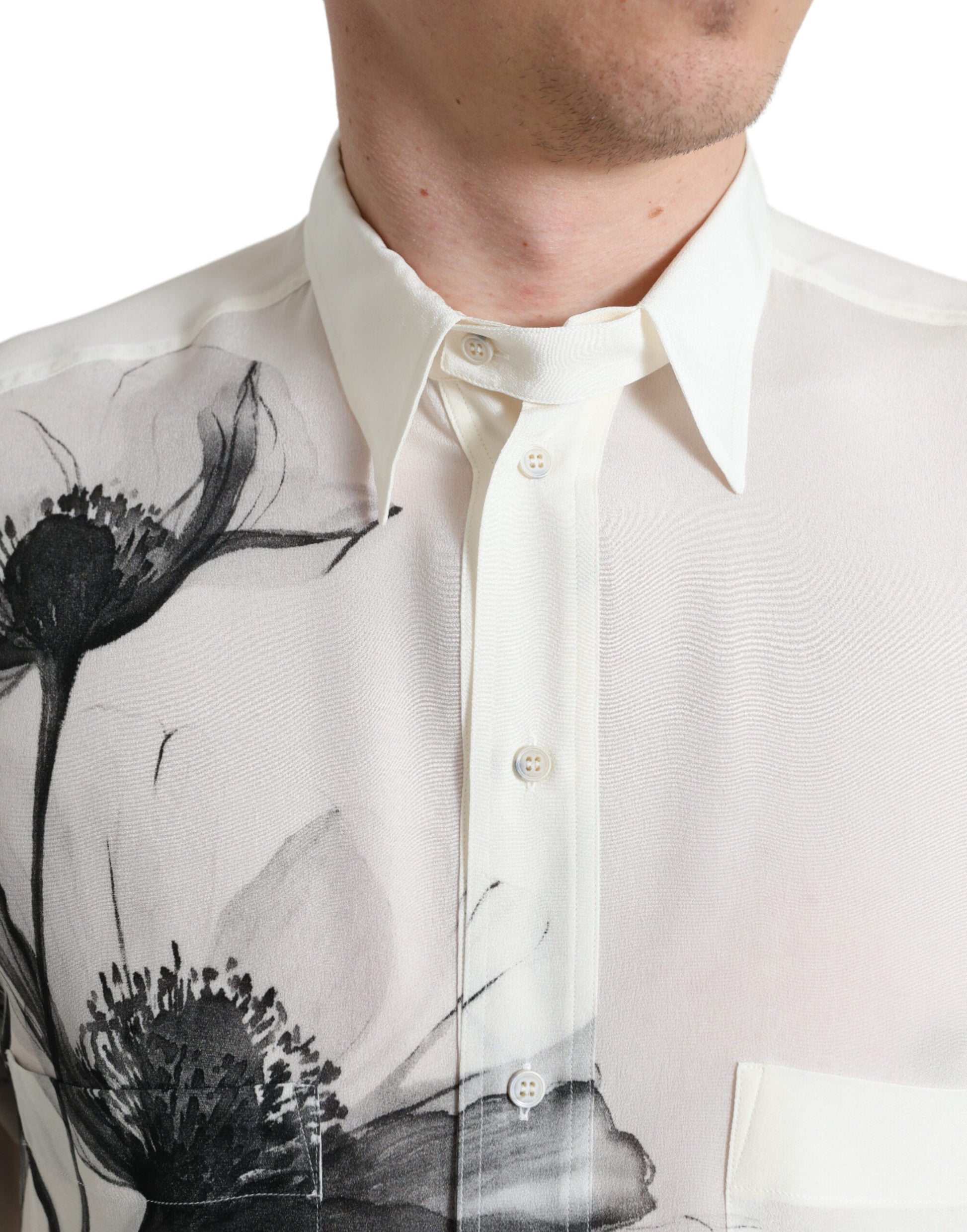 Dolce & Gabbana Elegant Floral Silk Dress Shirt - IT40 | M