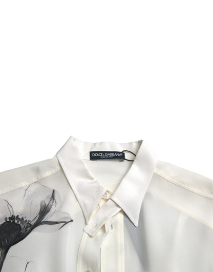 Dolce & Gabbana Elegant Floral Silk Dress Shirt - IT40 | M