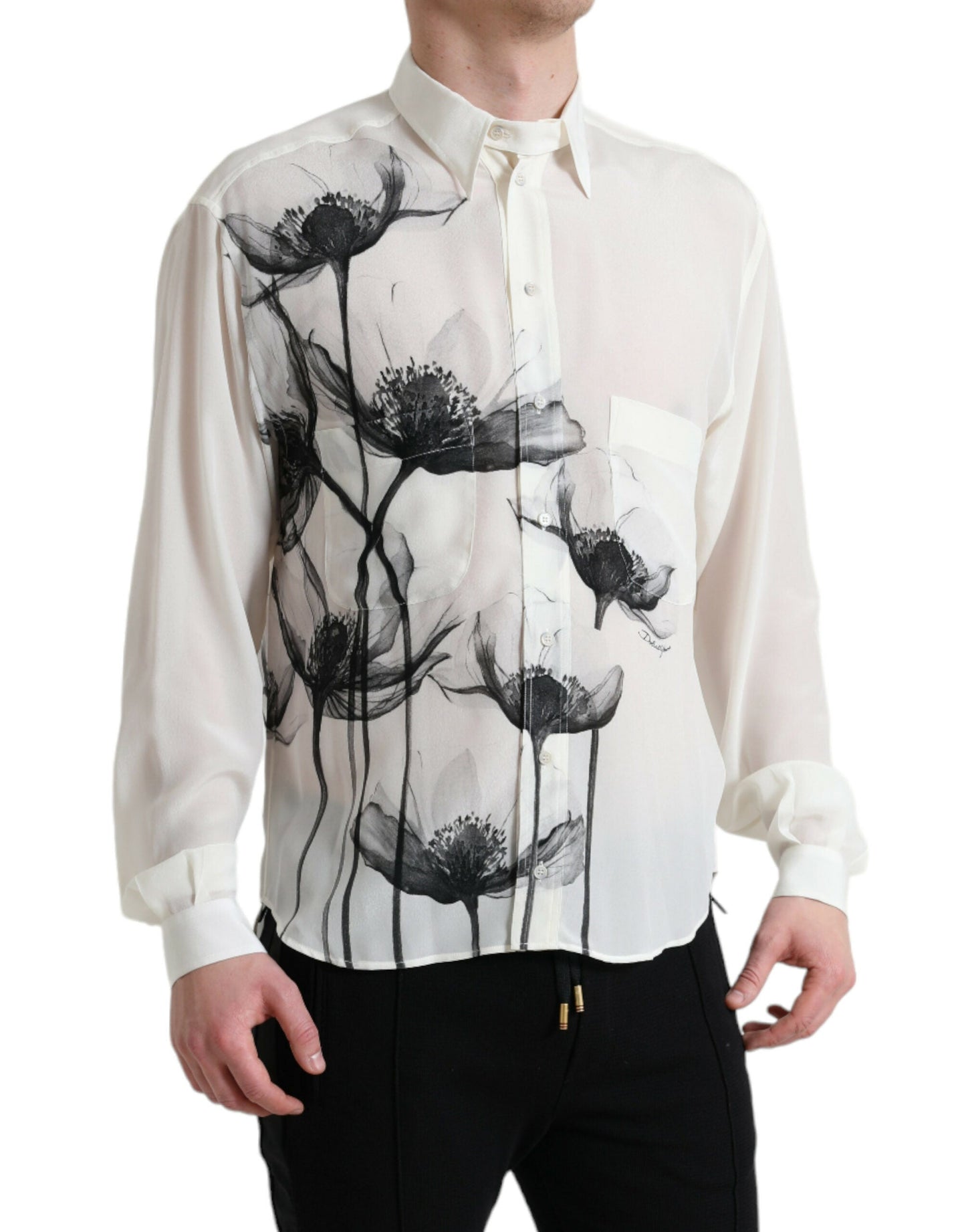 Dolce & Gabbana Elegant Floral Silk Dress Shirt - IT40 | M