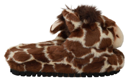 Dolce & Gabbana Elegant Giraffe Pattern Slides for Sophisticated Comfort - EU35/US4.5