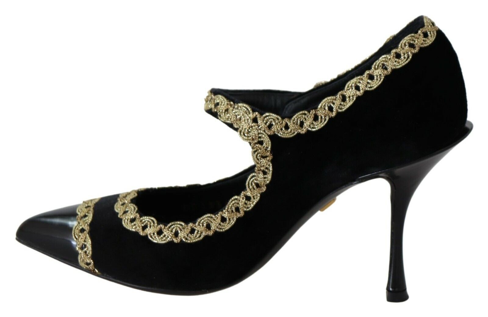 Dolce & Gabbana Elegant Gold-Embroidered Black Velvet Pumps - EU35/US4.5