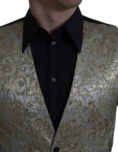 Dolce & Gabbana Elegant Gold Silk Formal Vest - IT48 | M