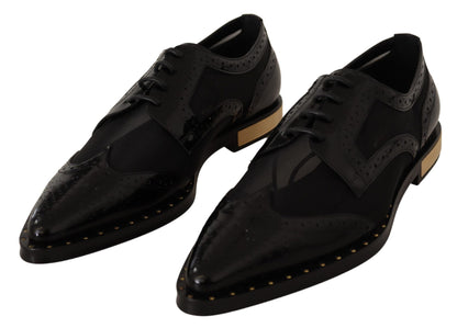 Dolce & Gabbana Elegant Gold-Trimmed Black Oxford Lace-Ups - EU35/US4.5