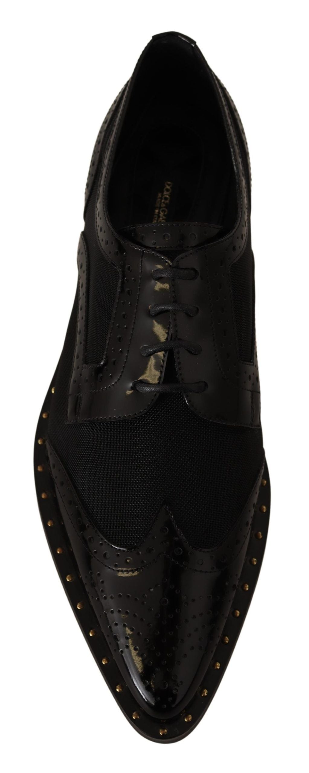 Dolce & Gabbana Elegant Gold-Trimmed Black Oxford Lace-Ups - EU35/US4.5