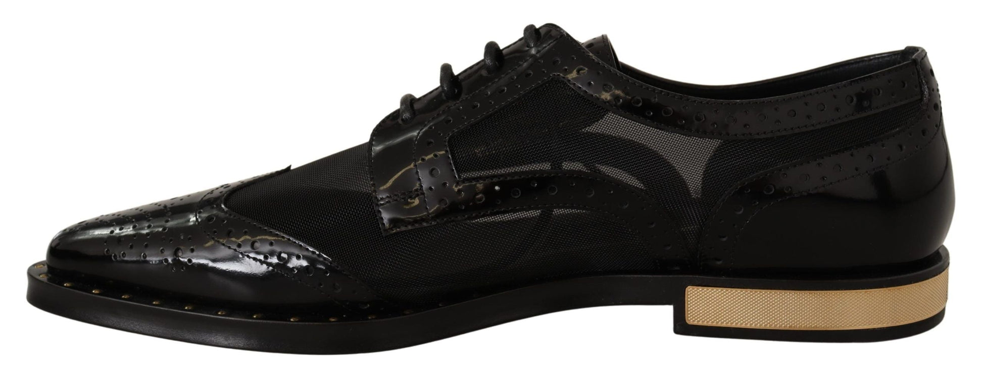 Dolce & Gabbana Elegant Gold-Trimmed Black Oxford Lace-Ups - EU35/US4.5