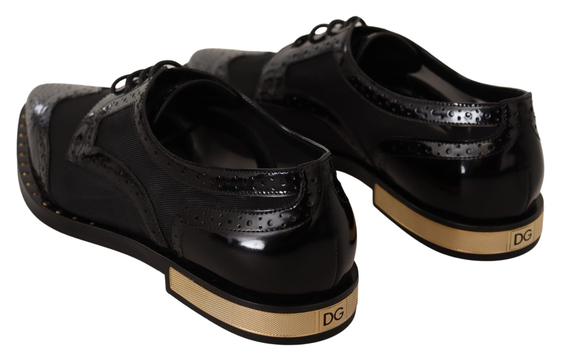 Dolce & Gabbana Elegant Gold-Trimmed Black Oxford Lace-Ups - EU35/US4.5