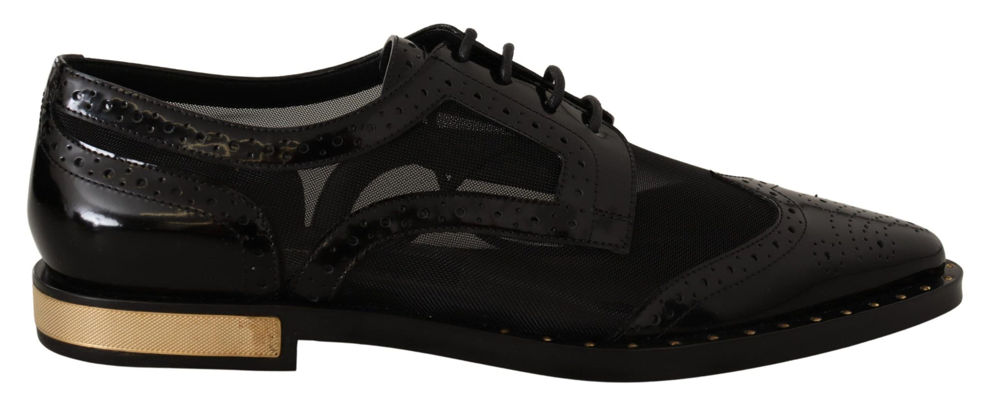 Dolce & Gabbana Elegant Gold-Trimmed Black Oxford Lace-Ups - EU35/US4.5