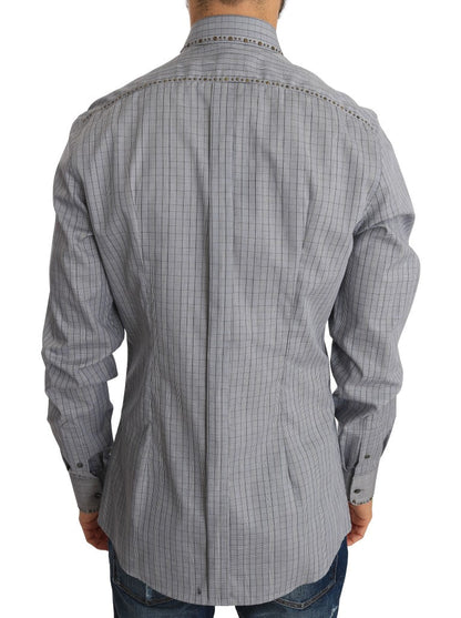 Dolce & Gabbana Elegant Gray Checkered Slim Fit Casual Shirt - 40