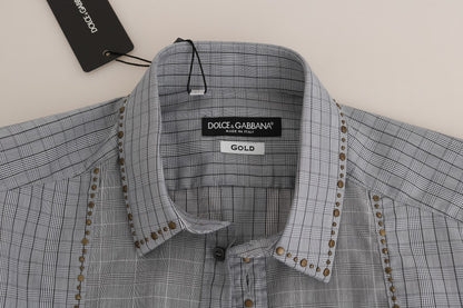 Dolce & Gabbana Elegant Gray Checkered Slim Fit Casual Shirt - 40