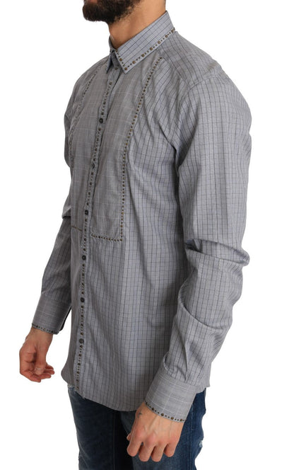 Dolce & Gabbana Elegant Gray Checkered Slim Fit Casual Shirt - 40