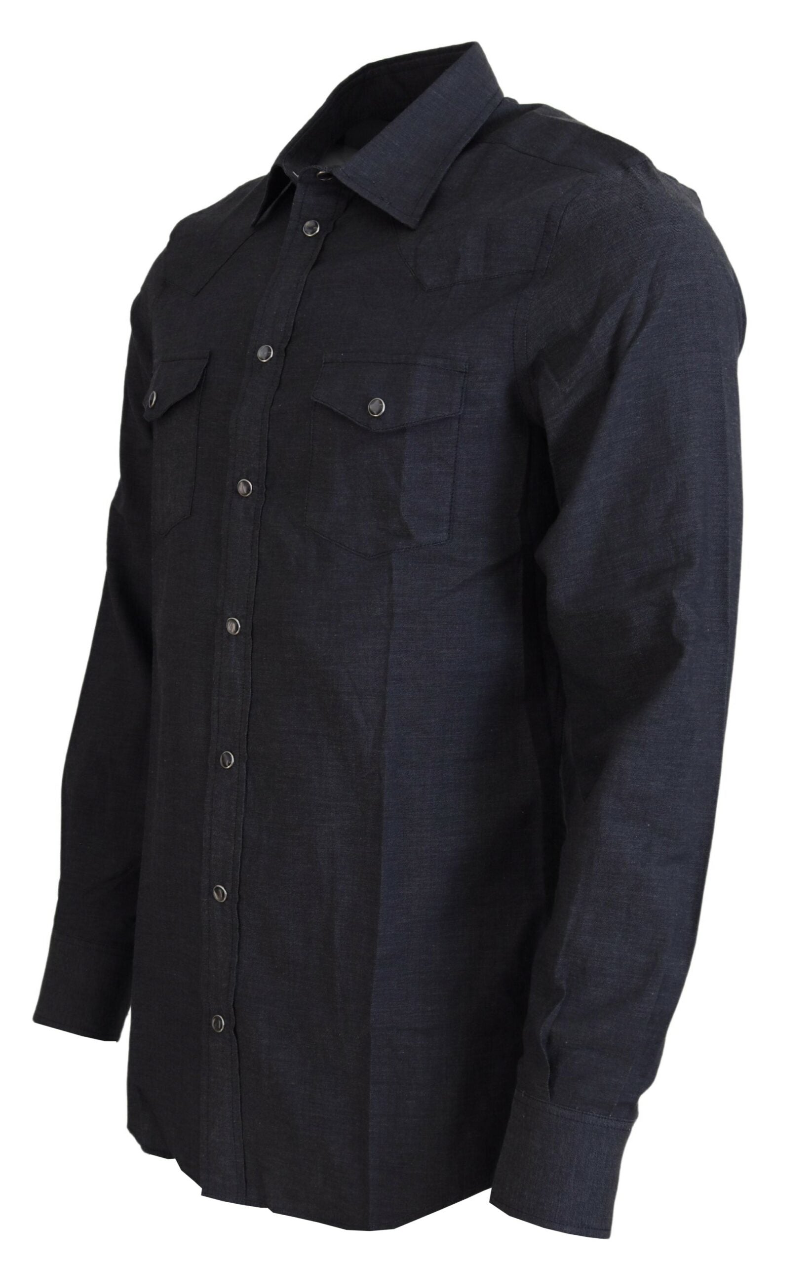 Dolce & Gabbana Elegant Gray Cotton Collared Shirt - IT40 | M