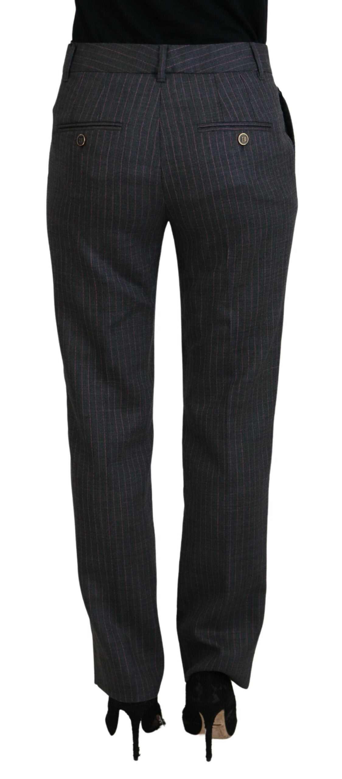 Dolce & Gabbana Elegant Gray Striped Tapered Pants - IT38|XS