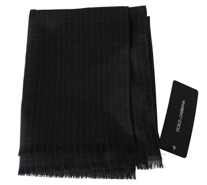 Dolce & Gabbana Elegant Gray Striped Wool Men’s Scarf