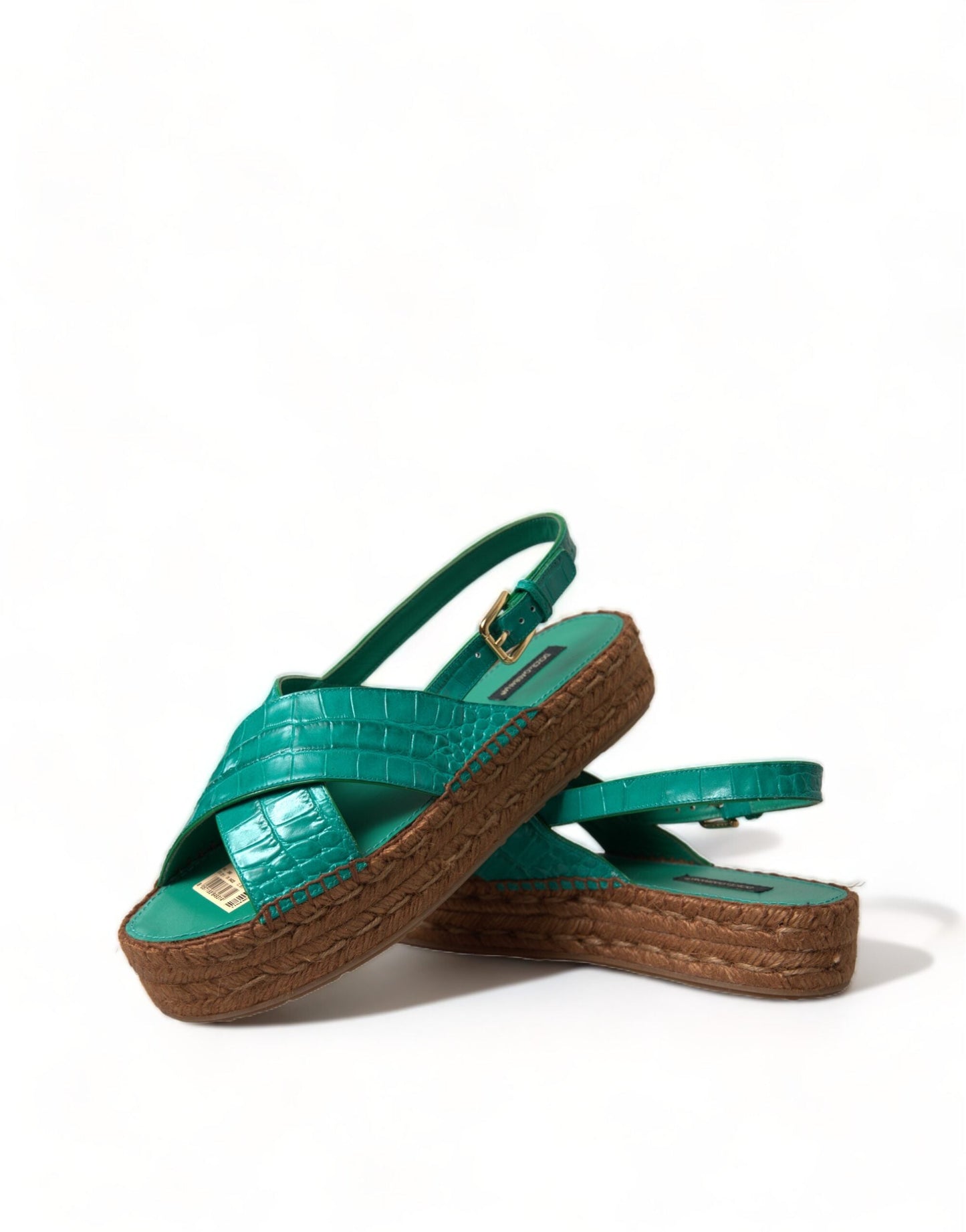 Dolce & Gabbana Elegant Green Espadrille Platform Sandals - EU39/US8.5