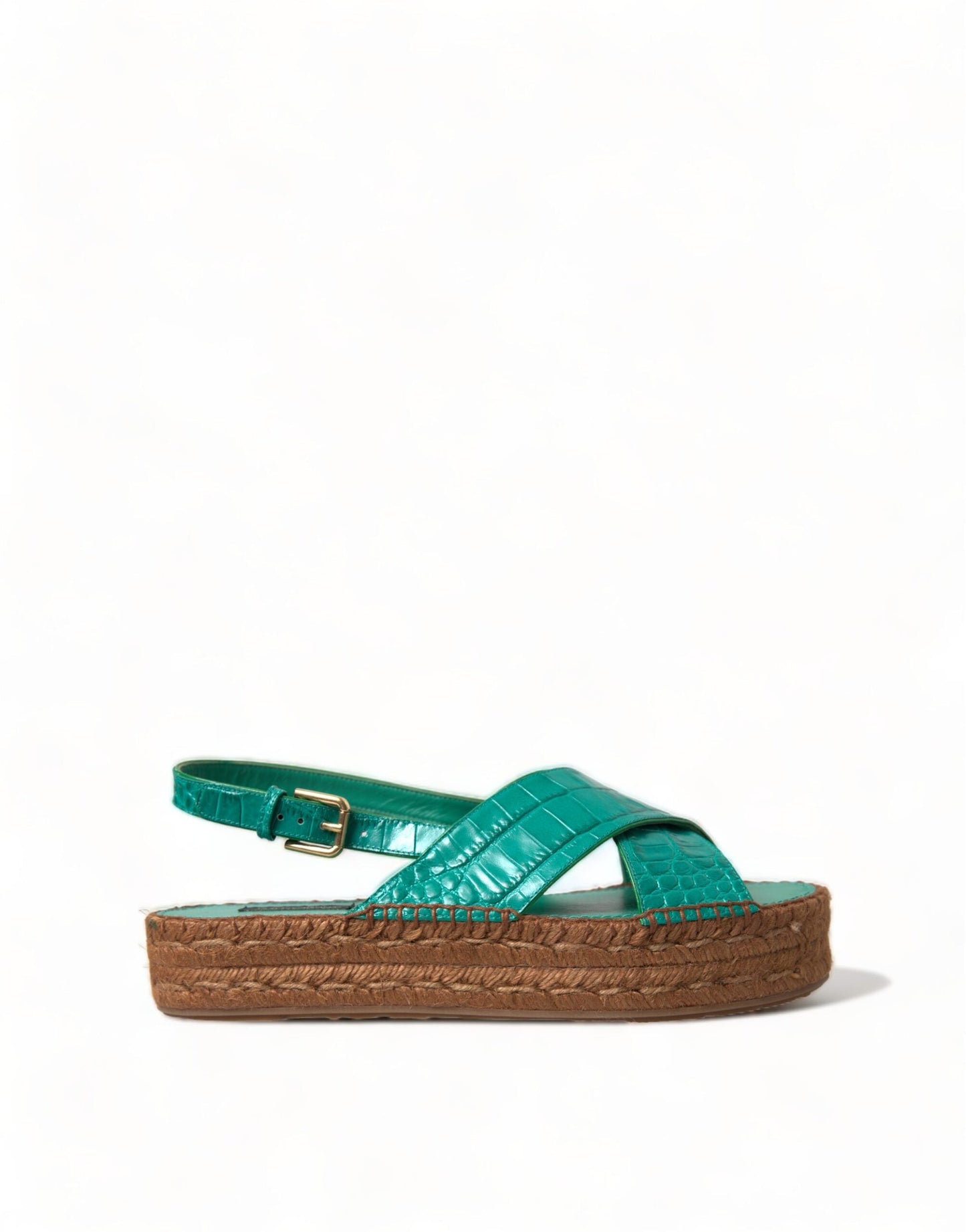 Dolce & Gabbana Elegant Green Espadrille Platform Sandals - EU39/US8.5