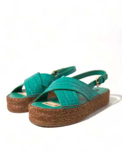 Dolce & Gabbana Elegant Green Espadrille Platform Sandals - EU39/US8.5